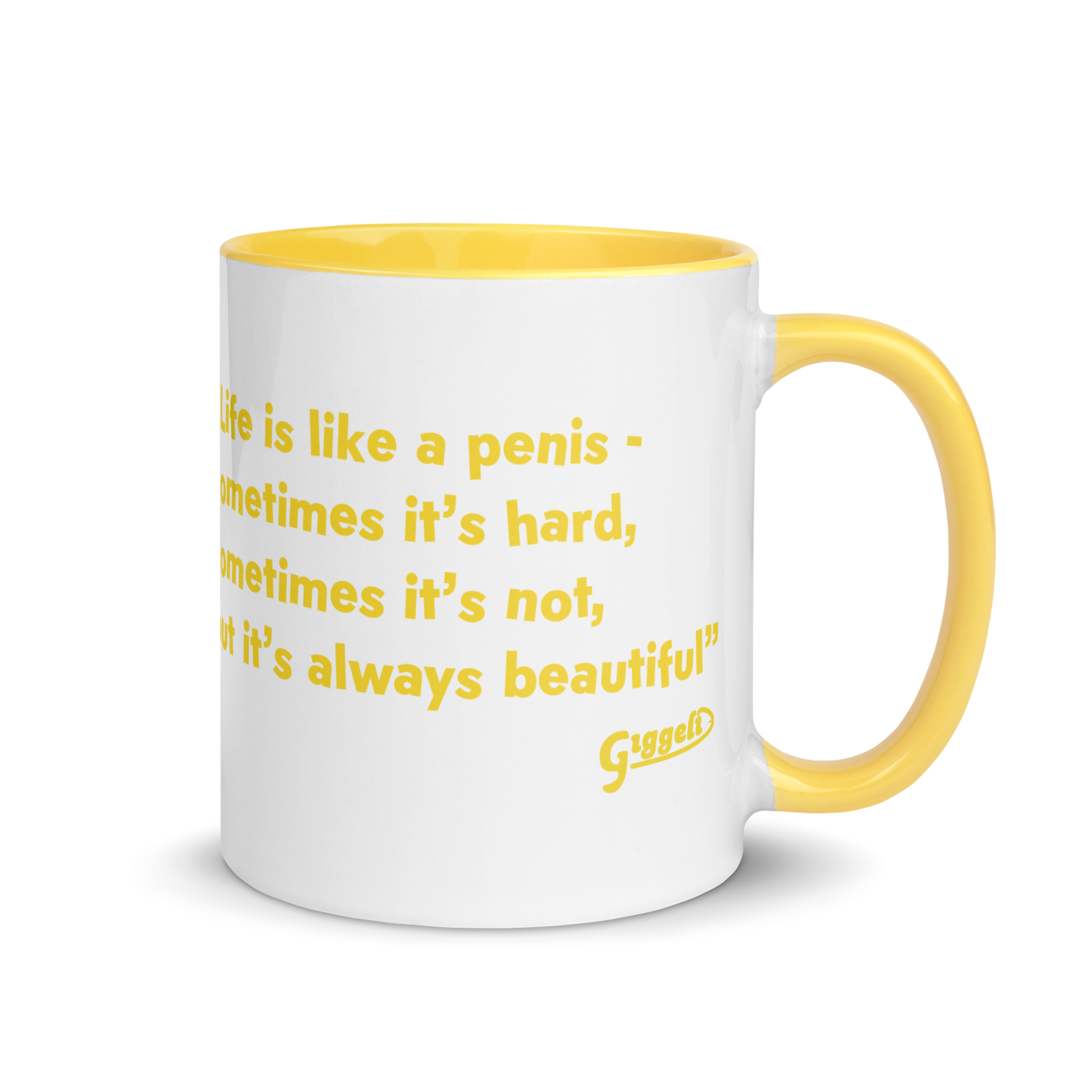 Giggeli penis mug, featuring a clever design that adds a touch of humor and body positivity to your morning coffee