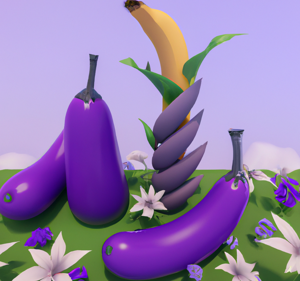 Field of eggplants and bananas