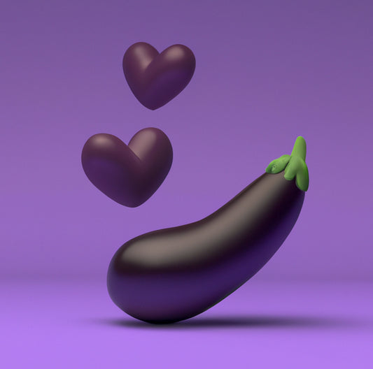 eggplant with hearts
