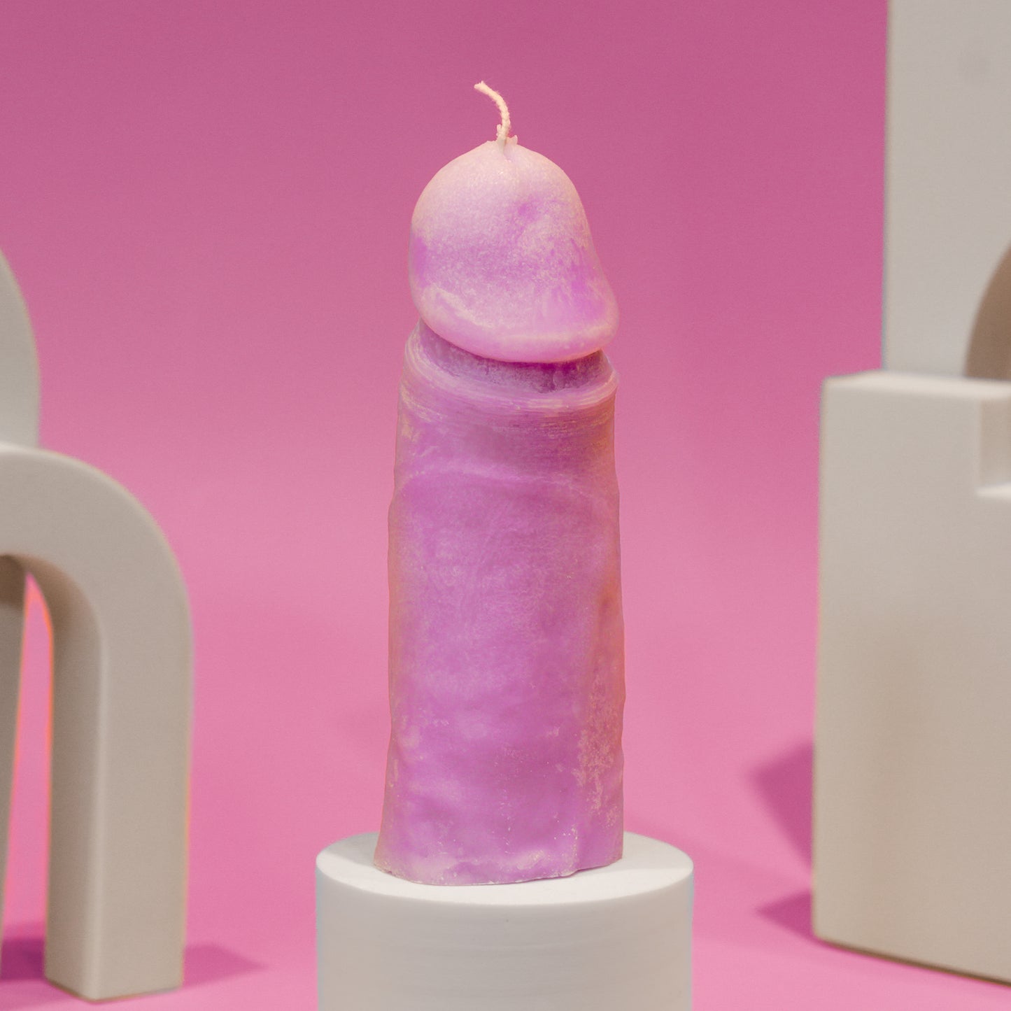 Realistic Giggeli penis candle from Helsinki, showcasing body diversity and promoting self-acceptance