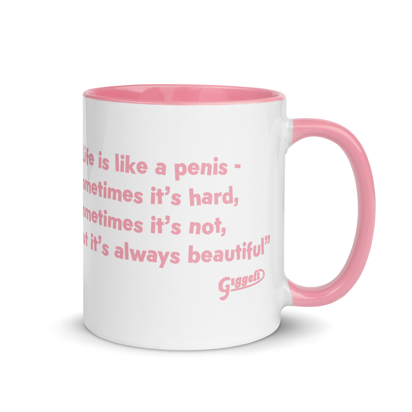 Giggeli penis mug, featuring a clever design that adds a touch of humor and body positivity to your morning coffee